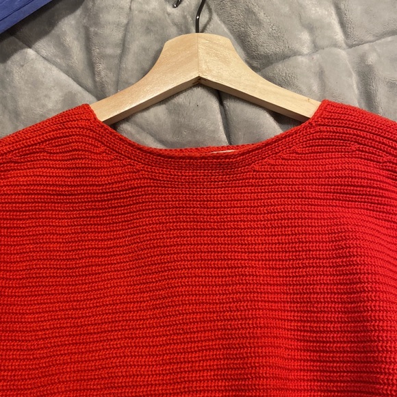 LOFT 100% Cotton Red Ribbed Sweater - Size XS - Picture 6 of 6